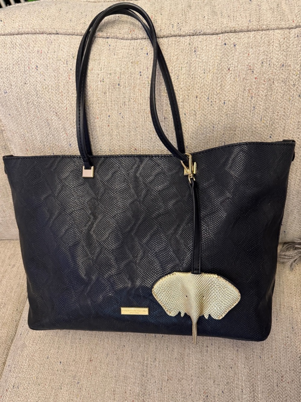 Christian Siriano Black Tote with Gold Leaf Charm